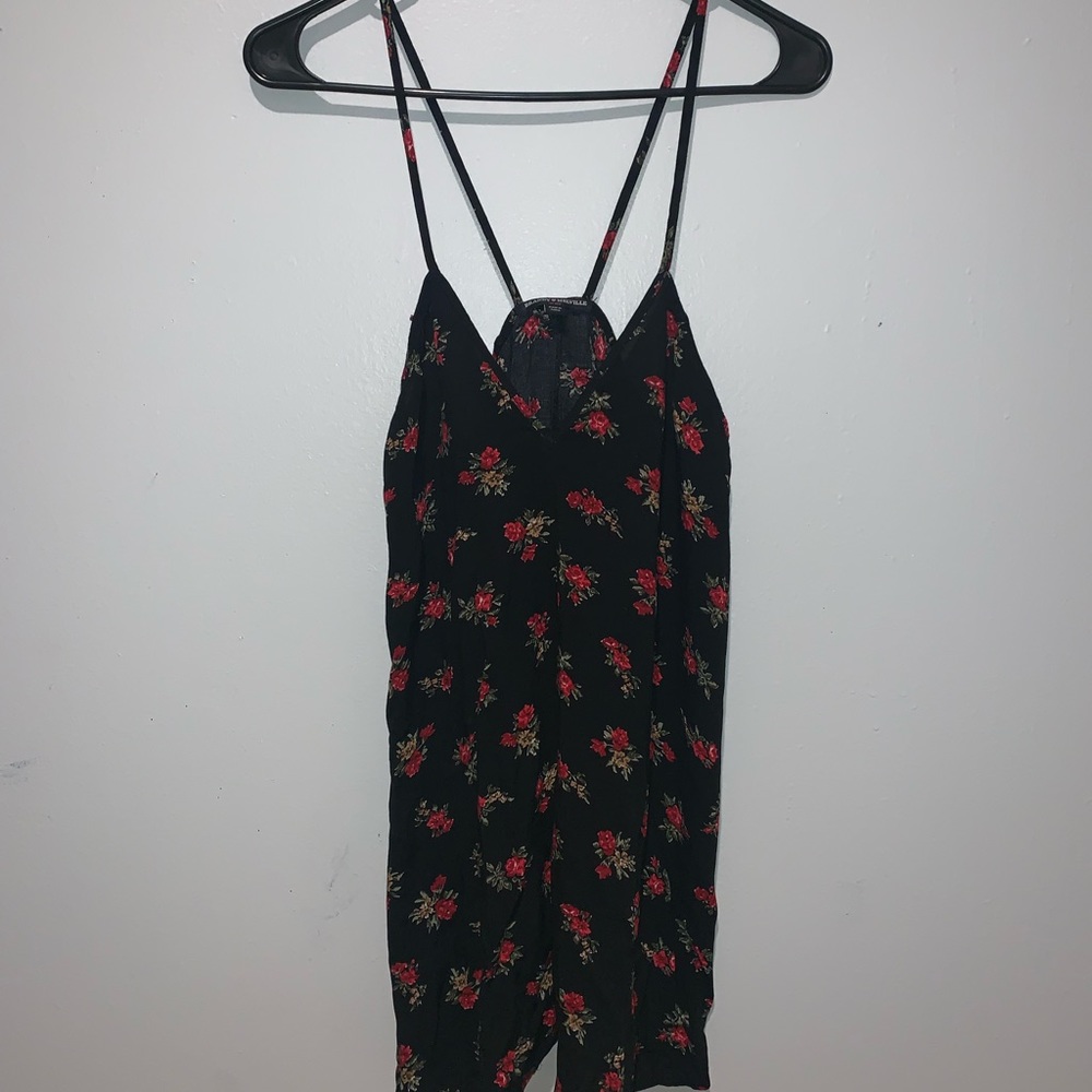 Brandy Melville Black Dress with Red Flowers